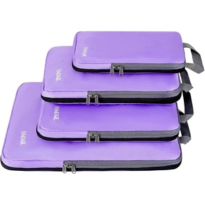 image:imageBAGAIL 4 Set6 Set8 Set Compression Packing Cubes Travel Accessories Expandable Packing Organizers Half Mesh 6Black Floral4Lavender