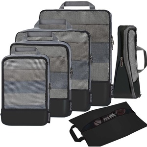 image:imageBAGAIL 4 Set6 Set8 Set Compression Packing Cubes Travel Accessories Expandable Packing Organizers Half Mesh 6Black Floral6Black
