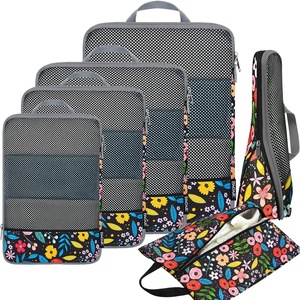 image:imageBAGAIL 4 Set6 Set8 Set Compression Packing Cubes Travel Accessories Expandable Packing Organizers Half Mesh 6Black Floral6Black Floral