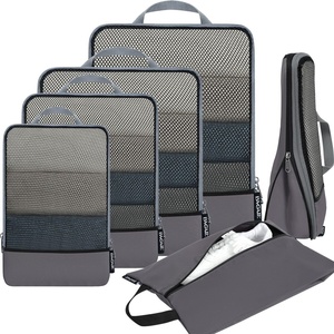 image:imageBAGAIL 4 Set6 Set8 Set Compression Packing Cubes Travel Accessories Expandable Packing Organizers Half Mesh 6Black Floral6Dark Grey