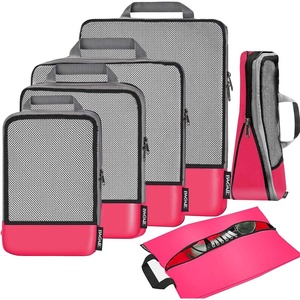 image:imageBAGAIL 4 Set6 Set8 Set Compression Packing Cubes Travel Accessories Expandable Packing Organizers Half Mesh 6Black Floral6Fuchsia