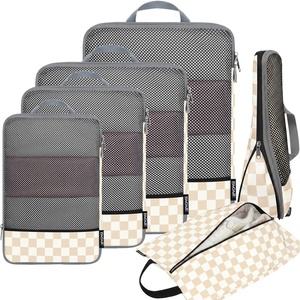 image:imageBAGAIL 4 Set6 Set8 Set Compression Packing Cubes Travel Accessories Expandable Packing Organizers Half Mesh 6Black Floral6Khaki Checkered