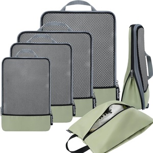image:imageBAGAIL 4 Set6 Set8 Set Compression Packing Cubes Travel Accessories Expandable Packing Organizers Half Mesh 6Black Floral6Matcha Green
