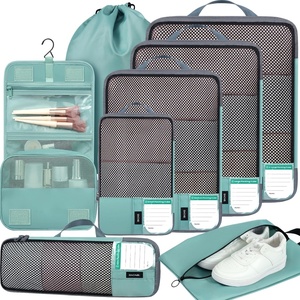 image:imageBAGAIL 4 Set6 Set8 Set Compression Packing Cubes Travel Accessories Expandable Packing Organizers Half Mesh 6Black Floral8Dusty Blue