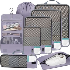 image:imageBAGAIL 4 Set6 Set8 Set Compression Packing Cubes Travel Accessories Expandable Packing Organizers Half Mesh 6Black Floral8Dusty Purple