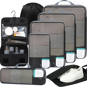 image:imageBAGAIL 4 Set6 Set8 Set Compression Packing Cubes Travel Accessories Expandable Packing Organizers Half Mesh 6Black Floral8Jet Black