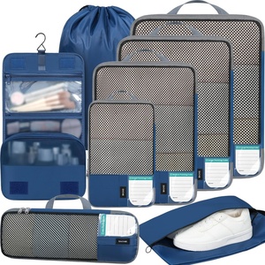 image:imageBAGAIL 4 Set6 Set8 Set Compression Packing Cubes Travel Accessories Expandable Packing Organizers Half Mesh 6Black Floral8Navy